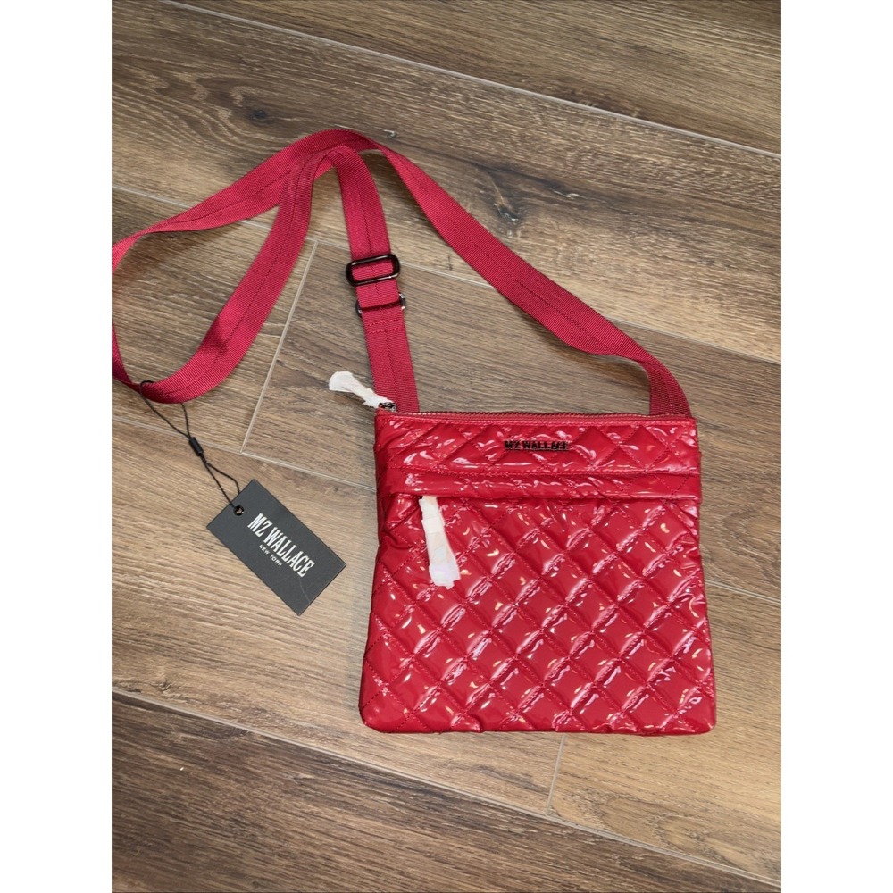New NWT Mz Wallace Rouge Lacquer Metro Flat Crossbody Purse Red